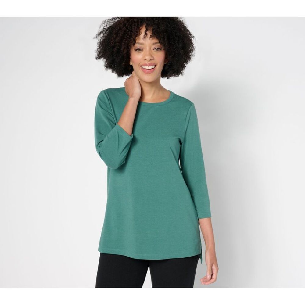 Gemsli Intimates Women's Top Sz S Denim & Co. Essentials Favorite Green A677993